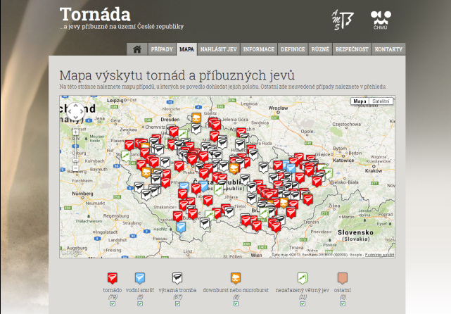 Nové tornádové stránky ČHMÚ / AMS – o.s.