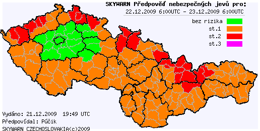 Předpověď nebezpečných jevů na 22.12.2009