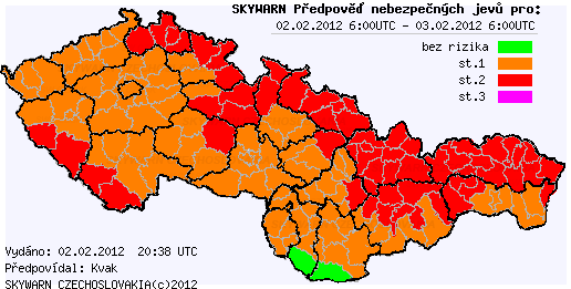 Předpověď nebezpečných jevů na 2.2.2012