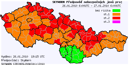 Předpověď nebezpečných jevů na 26.1.2010