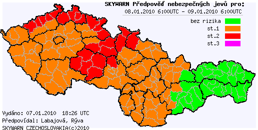 Předpověď nebezpečných jevů na 8.1.2010