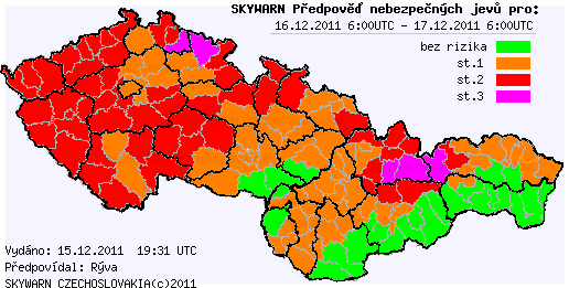 Předpověď nebezpečných jevů na 16.12.2011