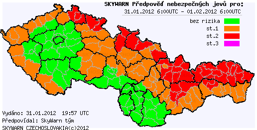 Předpověď nebezpečných jevů na 31.1.2012