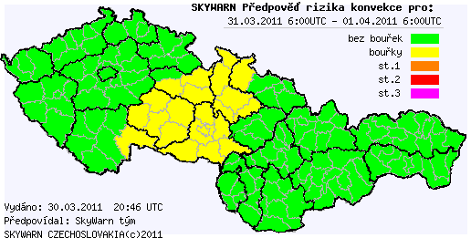 Předpověď konvektivních bouří na 31.3.2011