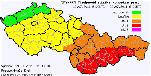 Předpověď konvektivních bouří na 19.7.2011