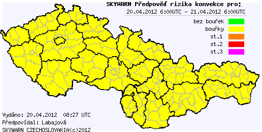 Předpověď konvektivních bouří na 20.4.2012