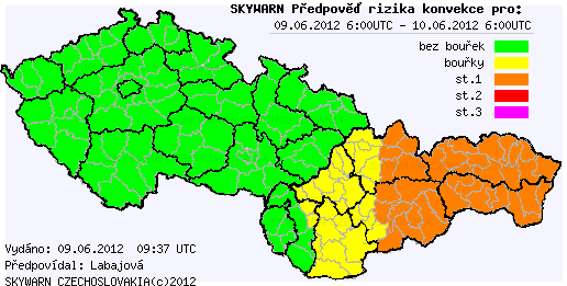 Předpověď konvektivních bouří na 9.6.2012