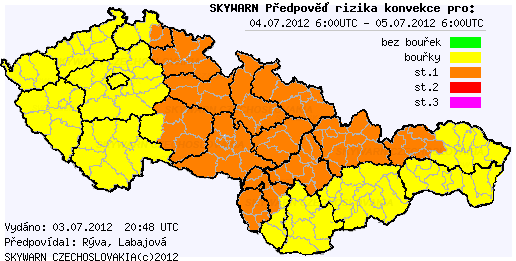 Předpověď konvektivních bouří na 4.7.2012